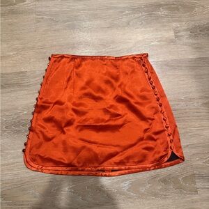 Zara Vibrant Orange Mini Skirt with Button Accents